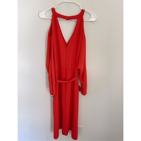 TOPSHOP Cold Shoulder Midi Dress Size 12 - Picture 4 of 7